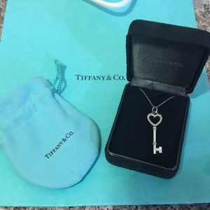 Tiffany & Co. White Gold Heart Key Necklace